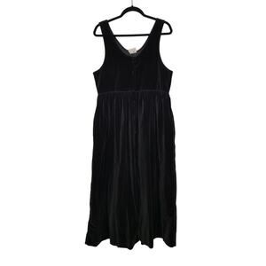 Vintage 90s Maxi Dress Crushed Velvet Black Goth Emo Witchy Size 8 Layer WInter